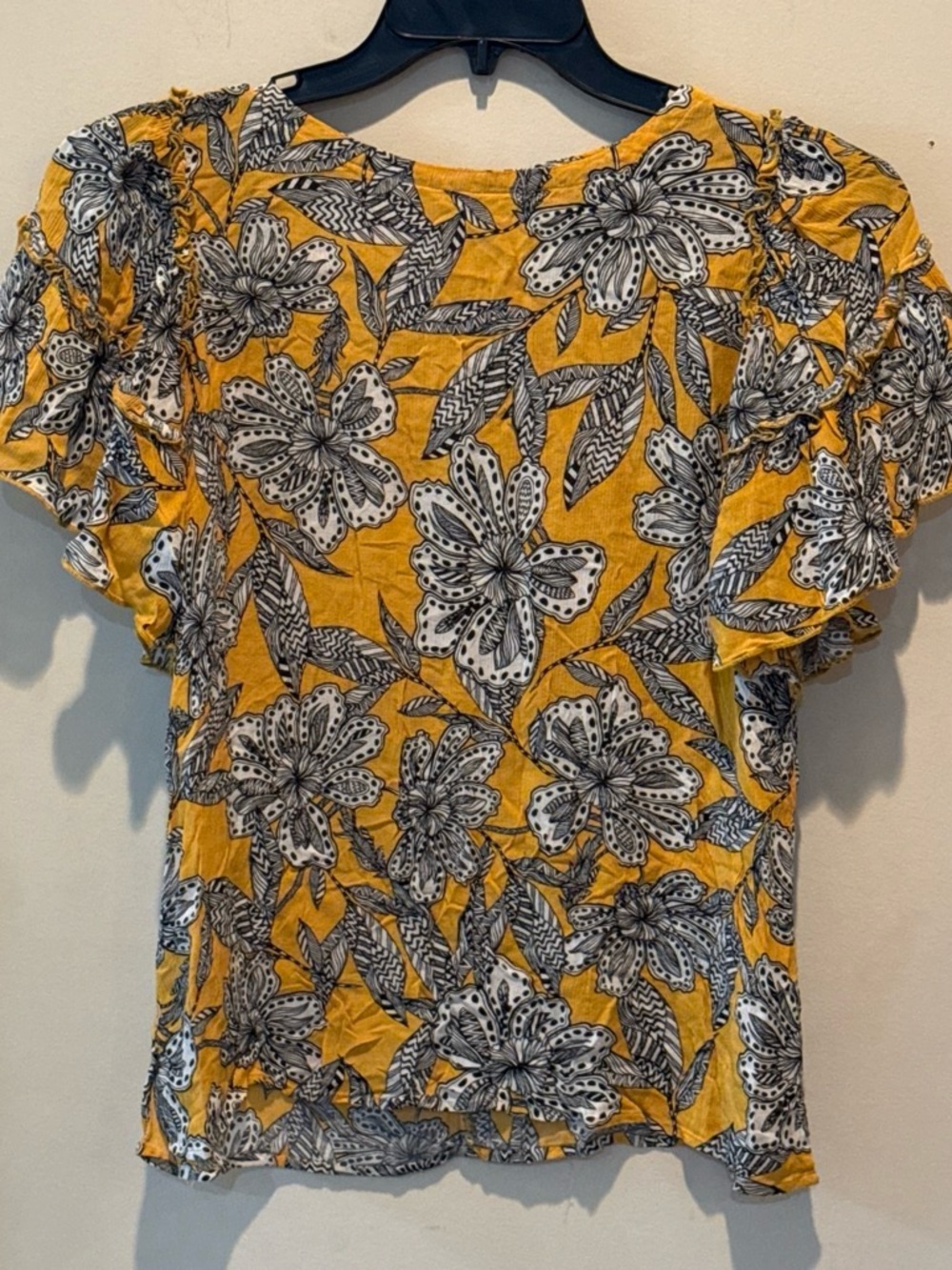 LOFT Yellow Floral Puff-Sleeve Blouse